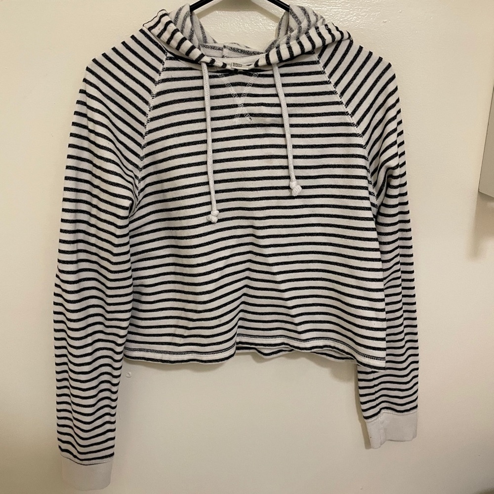 H&M black/white striped crop hoodie size small
